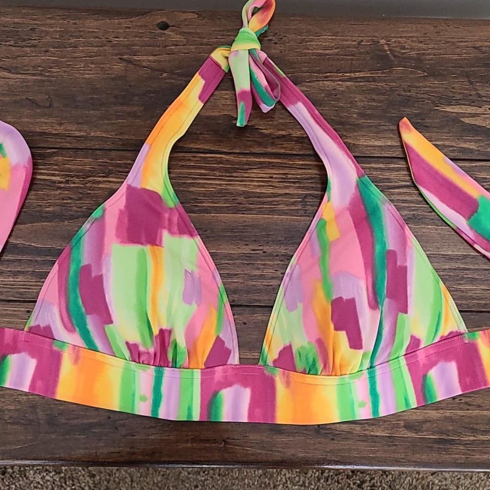 Victoria's Secret Watercolor Halter Bikini Top L